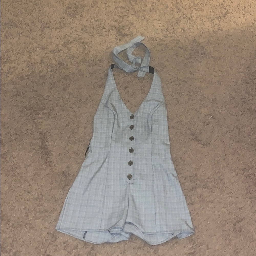 Black and white halter romper